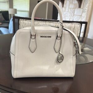 Michael Kors White Satchel with Silver Hardware